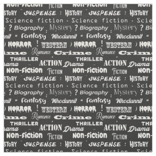 Book Genres Black and White Fabric
