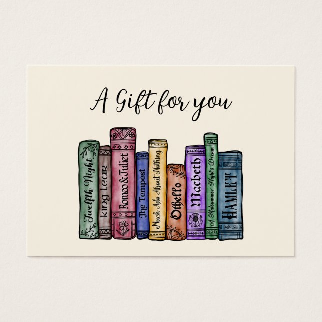 Book Gift Certificate Literary Bibliophile  (Front)