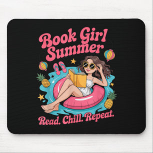 Book Girl Summer Beach Vacation Book Lover Mouse Pad