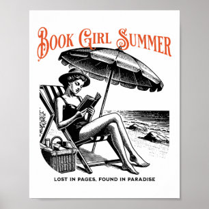 Book Girl Summer Beach Vacation Reading Bookish _1 Poster