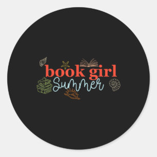 Book Girl Summer Design Classic Round Sticker