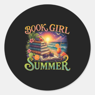 Book Girl Summer Funny Teacher Student Woman Book Classic Round Sticker