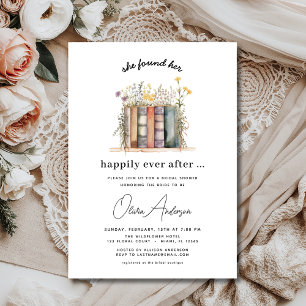 Book Happily Ever After Wildflower Bridal Shower Invitation