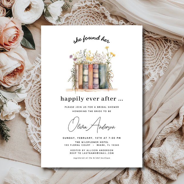 Book Happily Ever After Wildflower Bridal Shower Invitation (Creator Uploaded)