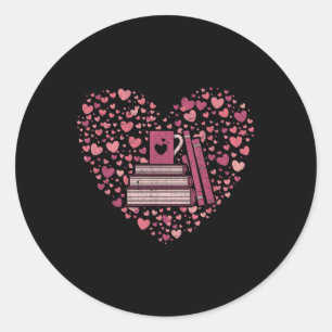 Book Heart Book Reader Gift Bookworm Nerd Love Rea Classic Round Sticker