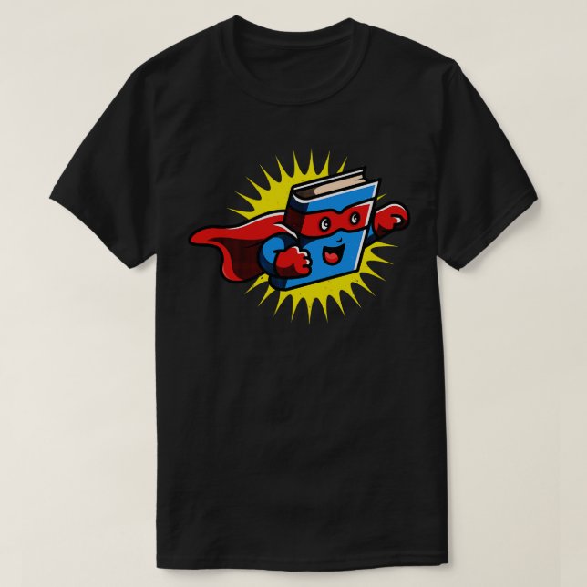 Book Hero Reading Book Lover Comic Book Comics T-Shirt (Design Front)