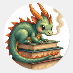 Book Hoard Dragon Classic Round Sticker