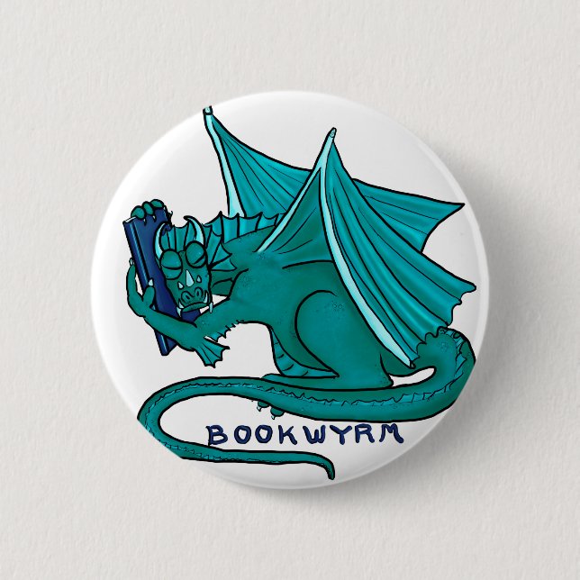 Book Hug Bookwyrm 6 Cm Round Badge (Front)