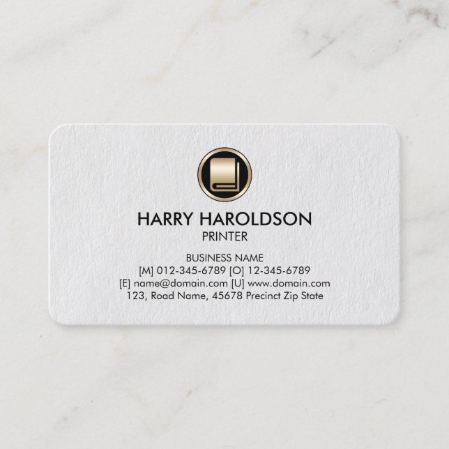 Book Icon Printer Premium Business Card (Front)