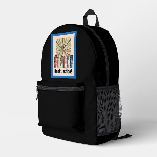 Book Justice! Printed Backpack (Back Corner Right)