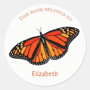 book label for kids w colourful Monarch Butterfly
