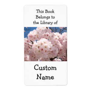 Book Label Tags Pink Tree Blossoms Flowers