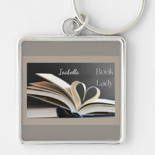 Book Lady, Personalzed Reading Hobby Gift for Her Key Ring