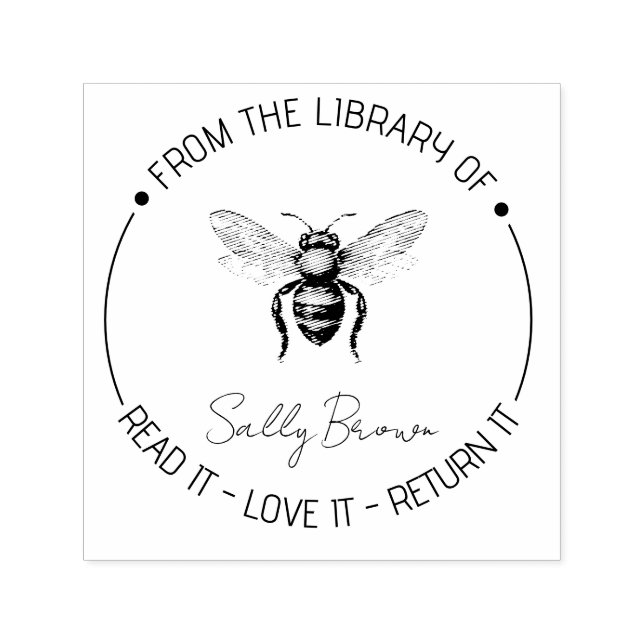 Book library bookplate book stamp Custom BEE (Design)