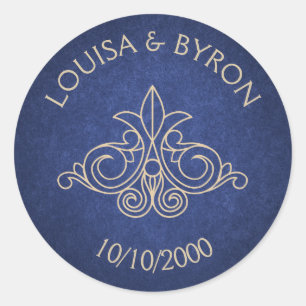 Book Library Geek Blue Literary Wedding Classic Round Sticker