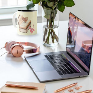  Book love with Heart Map & love store Two-Tone Coffee Mug