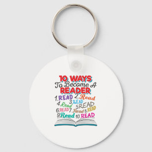 Book Lover 10 Ways to Become a Reader Key Ring