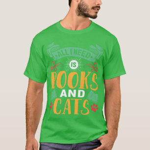 Book Lover And Cat Lover Pun Book Reading Tet Desi T-Shirt