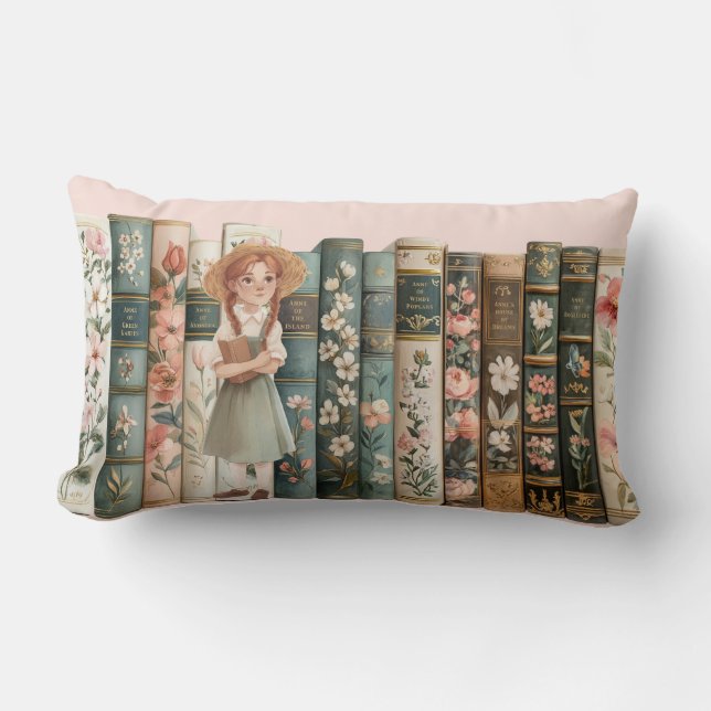 Book Lover | Anne of Green Gables | Floral Books Lumbar Cushion (Front)