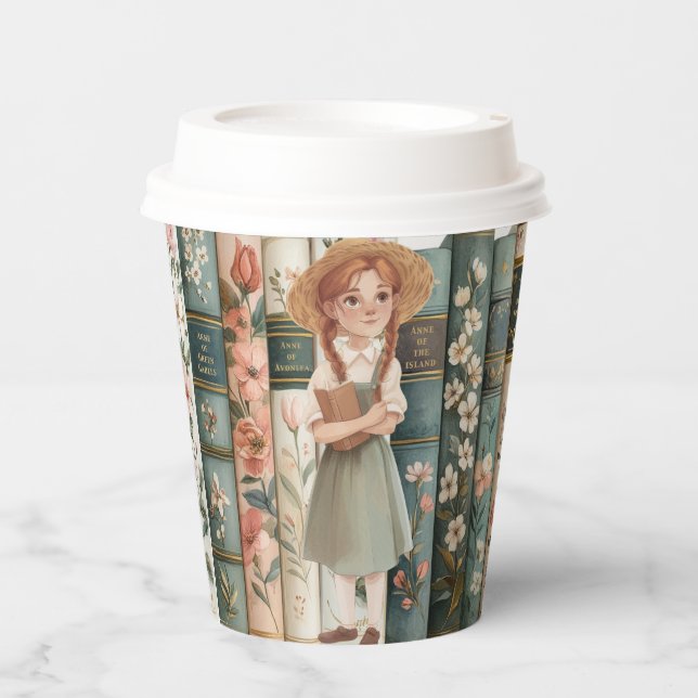 Book Lover | Anne of Green Gables | Floral Books Paper Cups (Front)