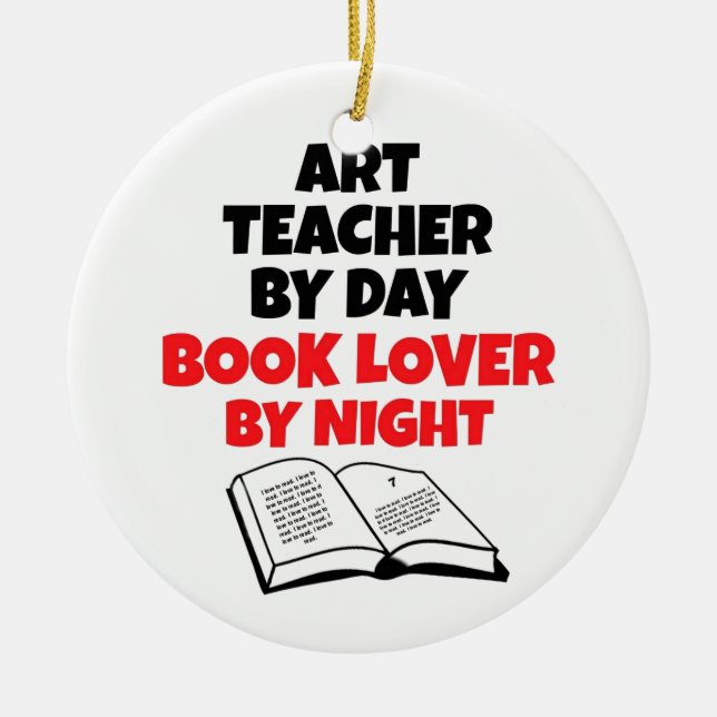 Book Lover Art Teacher Ceramic Tree Decoration (Front)