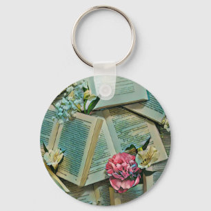 Book lover artwork key ring