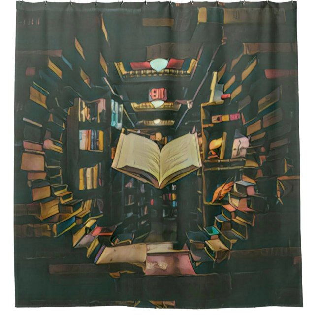 Book lover artwork shower curtain (Front)