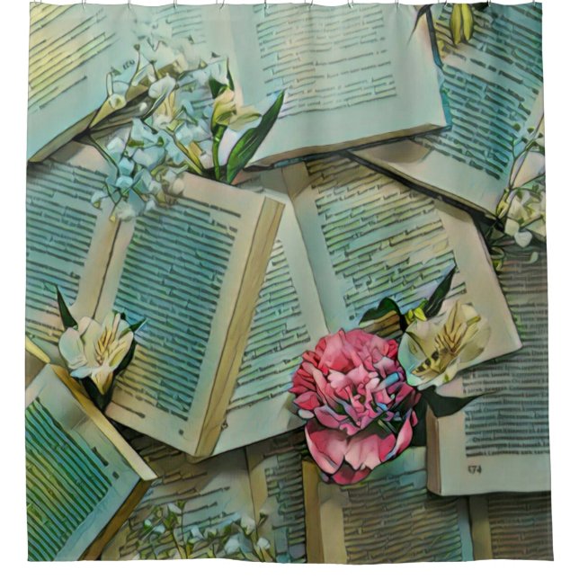 Book lover artwork shower curtain (Front)