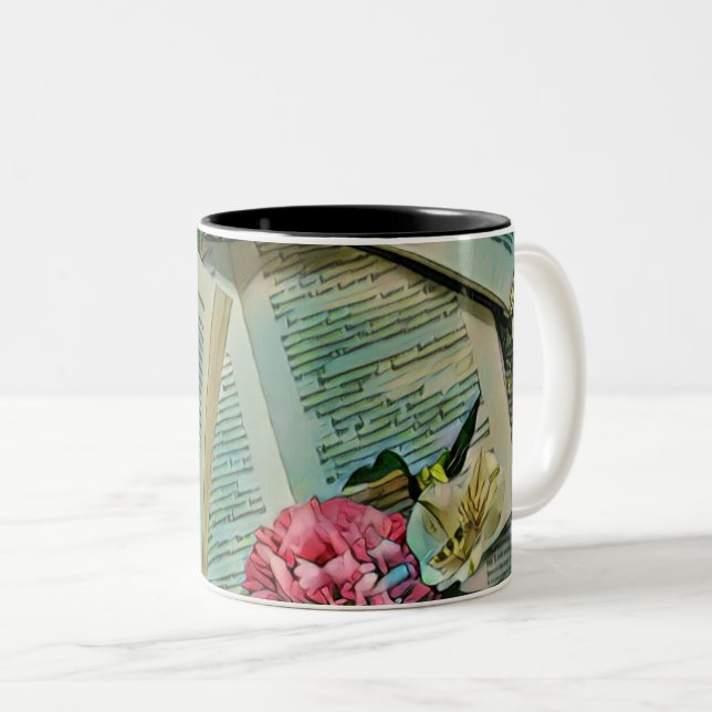 Book lover artwork Two-Tone coffee mug (Front Right)