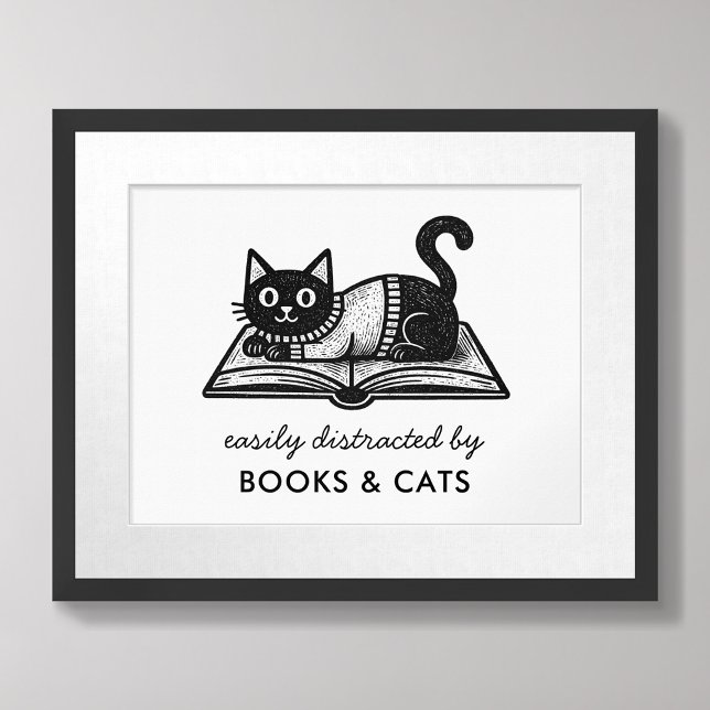 Book Lover Black Cat Funny Quote Poster (Creator Uploaded)