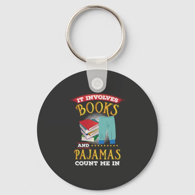 Book Lover - Books And Pyjamas Key Ring (Front)