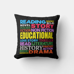 Book Lover - Bookworm Reading Genre Word Art Cushion