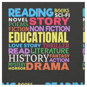 Book Lover - Bookworm Reading Genre Word Art Fabric
