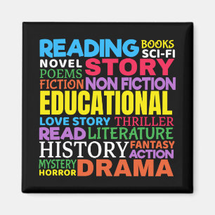 Book Lover - Bookworm Reading Genre Word Art Magnet
