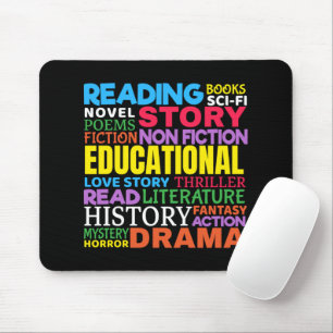 Book Lover - Bookworm Reading Genre Word Art Mouse Pad