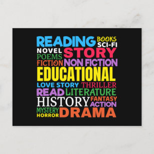 Book Lover - Bookworm Reading Genre Word Art Postcard