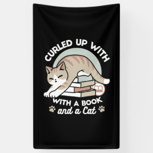 Book Lover Cat Illustration - Curled Up & Cosy Banner