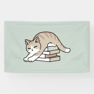 Book Lover Cat Illustration - Curled Up & Cosy Banner