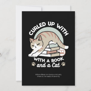 Book Lover Cat Illustration - Curled Up & Cosy Holiday Card