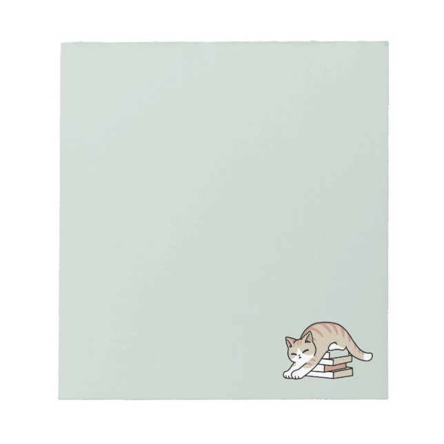Book Lover Cat Illustration - Curled Up & Cosy Notepad (Front)