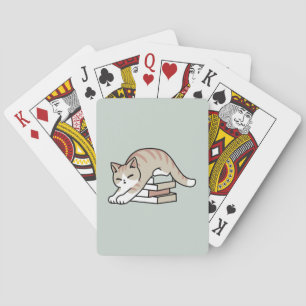 Book Lover Cat Illustration - Curled Up & Cosy Playing Cards