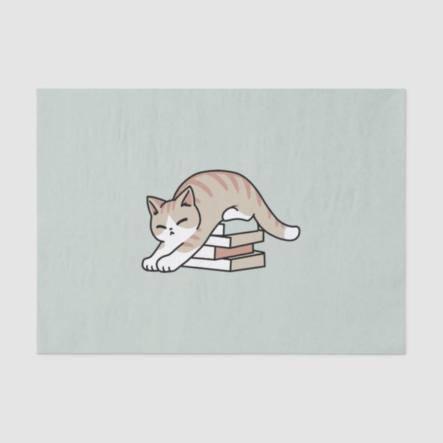 Book Lover Cat Illustration - Curled Up & Cosy Tissue Paper (Front)
