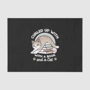 Book Lover Cat Illustration - Curled Up & Cosy Tissue Paper