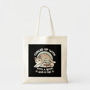 Book Lover Cat Illustration - Curled Up & Cosy Tote Bag