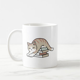 Book Lover Cat Illustration - Curled Up & Cozy Coffee Mug