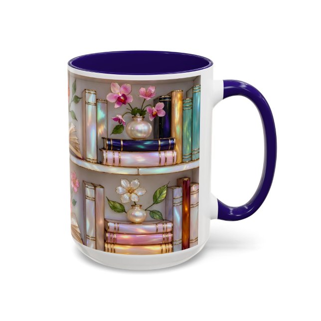 Book Lover Cat Mug Floral Bookshelf Gift (Creator Uploaded)