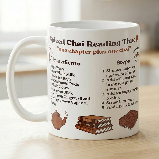 Book Lover Chai Recipe Cozy Night Coffee Mug (Creator Uploaded)