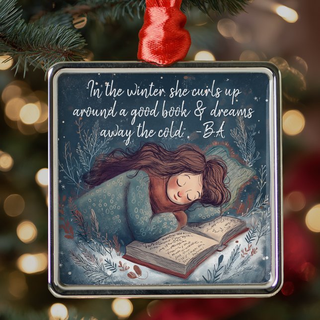 Book Lover Christmas Metal Tree Decoration (Christmas ornament for book lover)