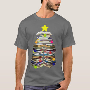 Book Lover Christmas Tree Bookworm Librarian T-Shirt