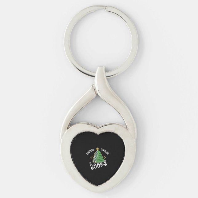 Book Lover Christmas Tree  Holiday Reading  Key Ring (Front)